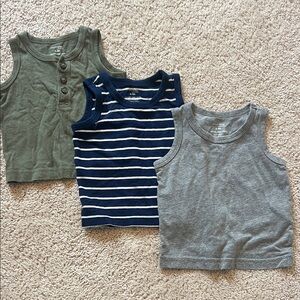 Carter's 3-Pack Toddler Tank Tops - Olive, Navy Stripe & Gray